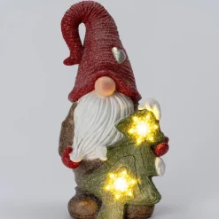Intratuin kerstfiguur gnoom rood / groen met verlichting 22,5 x 17,5 x 44 cm