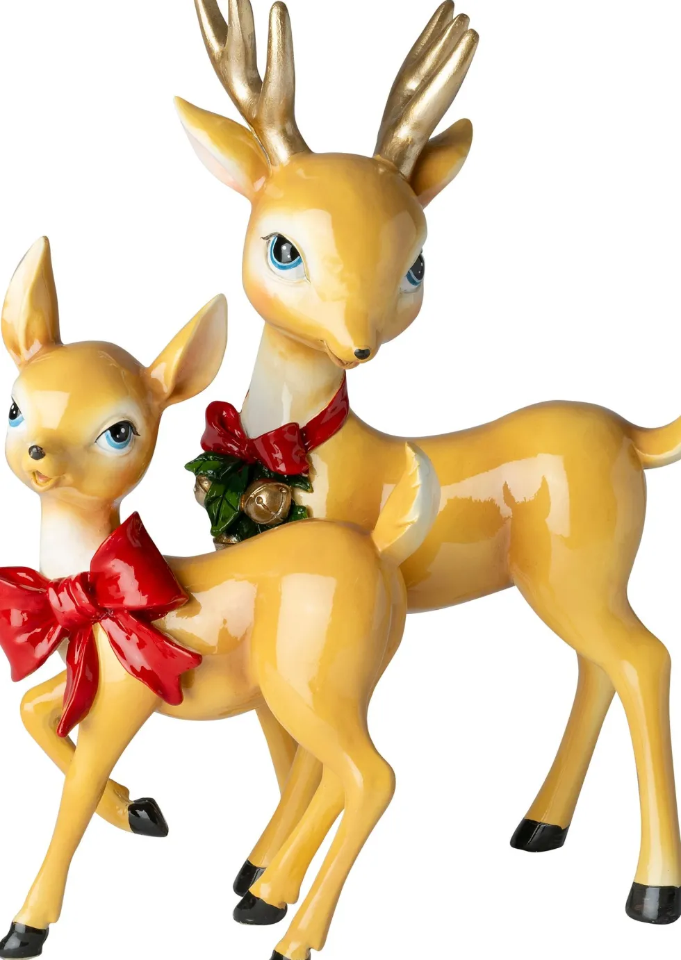 Intratuin kerstfiguur hert met strik bruin / rood 13,5 x 6,5 x 20,8 cm