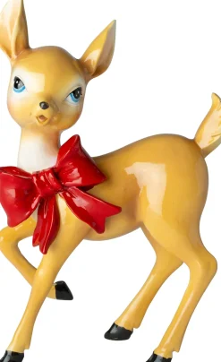 Intratuin kerstfiguur hert met strik bruin / rood 13,5 x 6,5 x 20,8 cm
