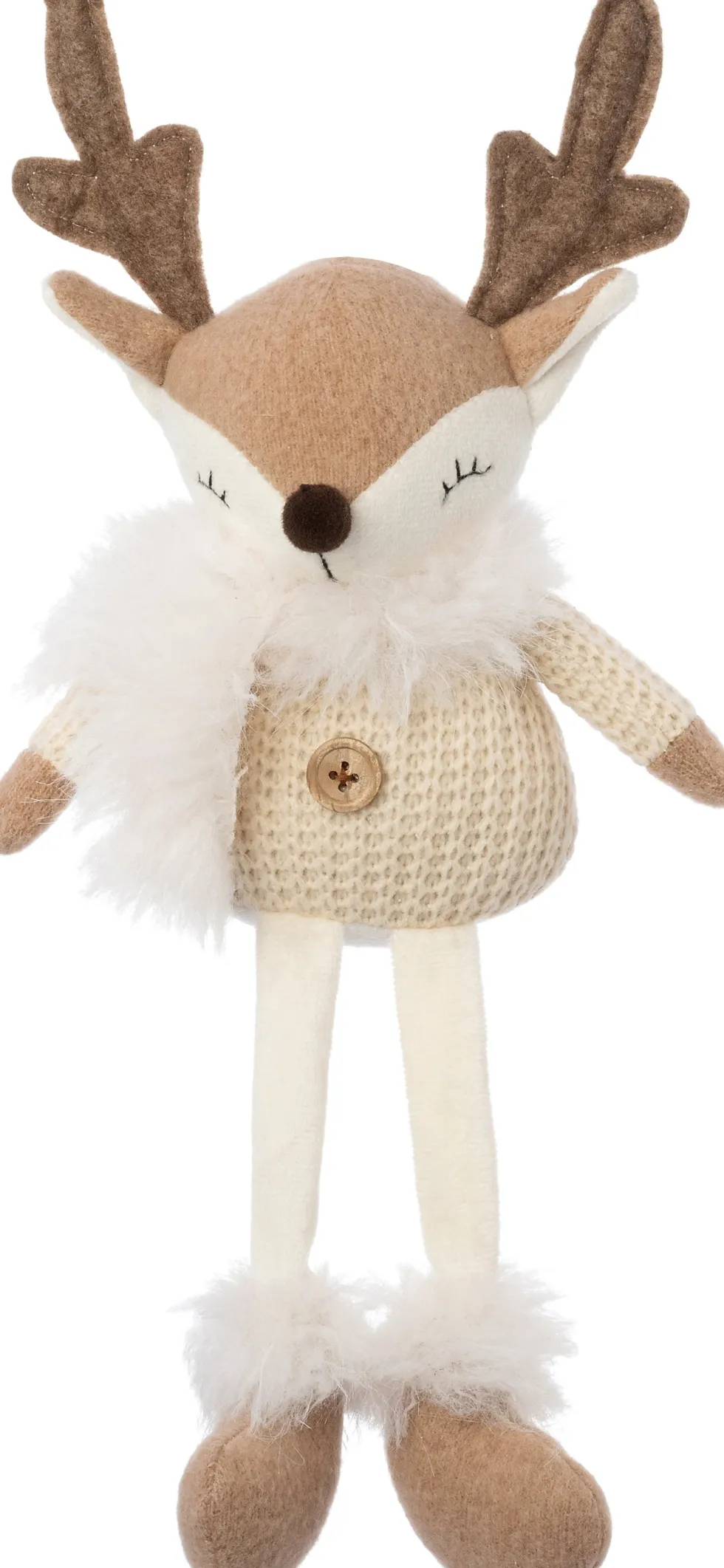 Intratuin kerstfiguur hert zittend beige 13 x 9 x 37 cm