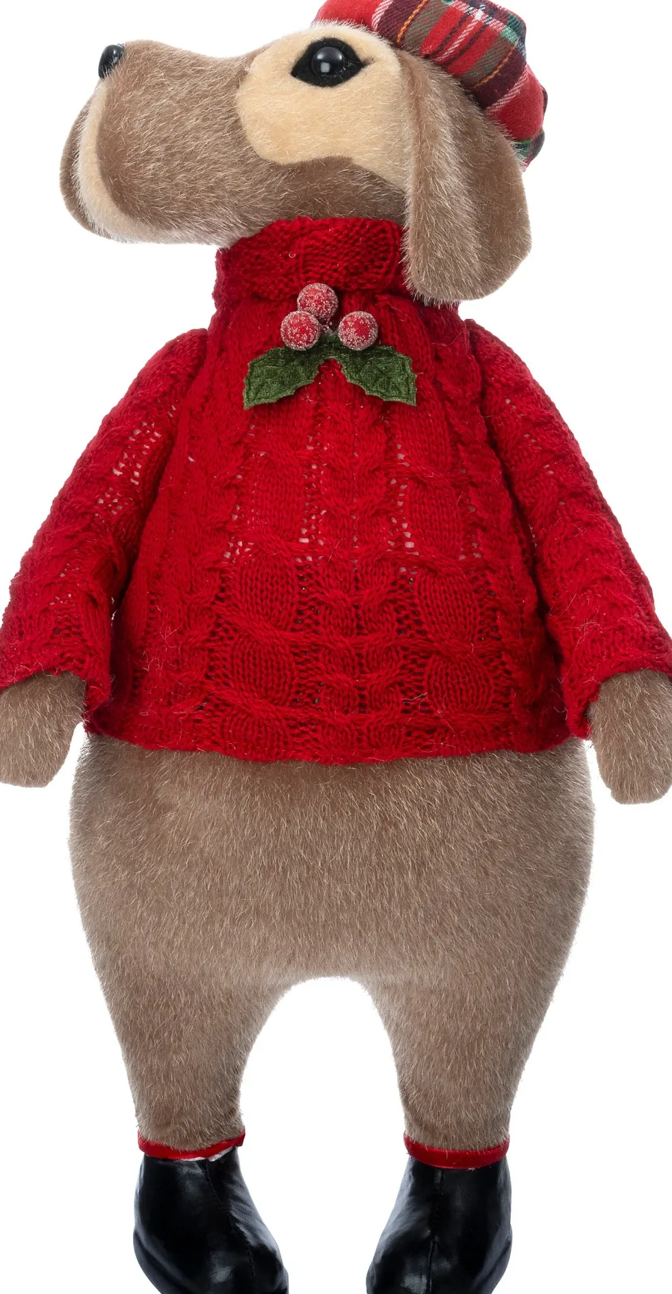 Intratuin kerstfiguur hond met barret bruin 27 x 17 x 45 cm