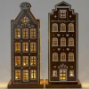 Intratuin kerstfiguur Howie grachtenpand stippen bruin / wit met verlichting 31 x 16 x 74,5 cm