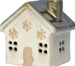 Intratuin kerstfiguur huisje crème met verlichting 9 x 7 x 9 cm