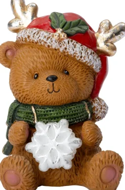 Intratuin kerstfiguur Huldra beer rode muts met verlichting 11,5 x 11 x 15,5 cm