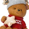 Intratuin kerstfiguur Huldra beer grijze muts met verlichting 14,5 x 9,5 x 14 cm
