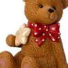 Intratuin kerstfiguur Huldra beer met ster bruin / rood met verlichting 28 x 22 x 34 cm