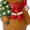 Intratuin kerstfiguur Huldra beer met boom bruin / rood 8 x 7 x 17 cm
