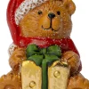 Intratuin kerstfiguur Huldra beer met cadeau bruin / rood 6,5 x 6 x 9 cm