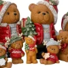 Intratuin kerstfiguur Huldra beer met boom bruin / rood 6,5 x 6 x 9 cm