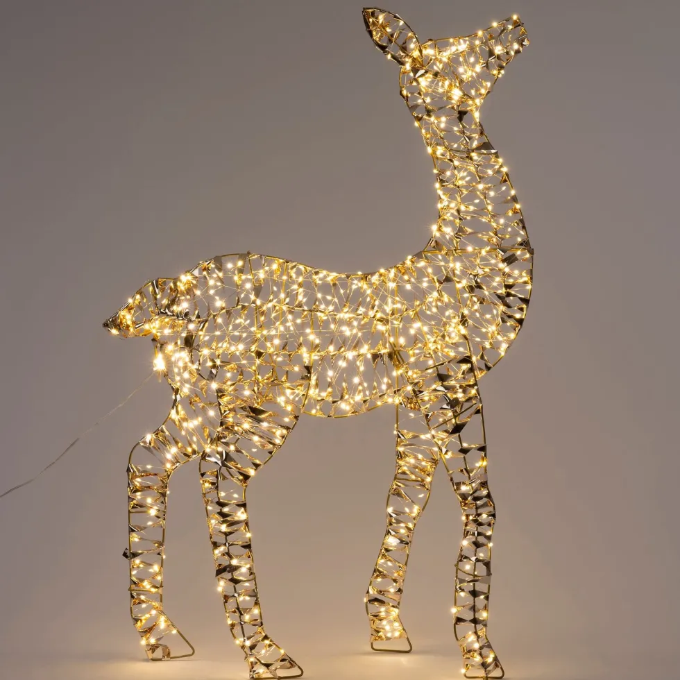 Intratuin kerstfiguur Iris rendier goud met verlichting 75 x 8 x 100 cm
