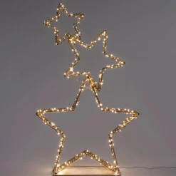 Intratuin kerstfiguur Iris sterren goud met verlichting 50 x 10 x 80 cm