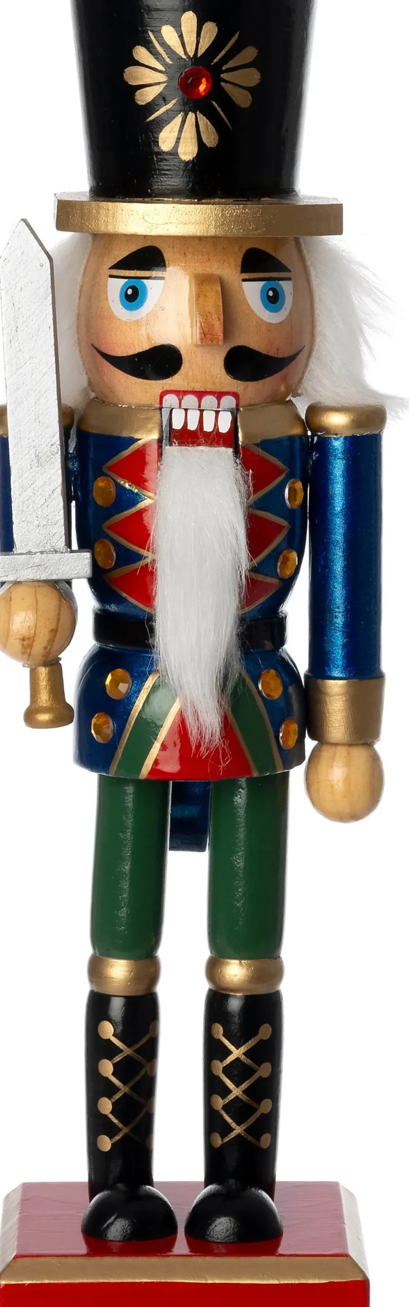 Intratuin kerstfiguur Jeppe notenkraker blauw / groen / zwart 7 x 6,1 x 25 cm