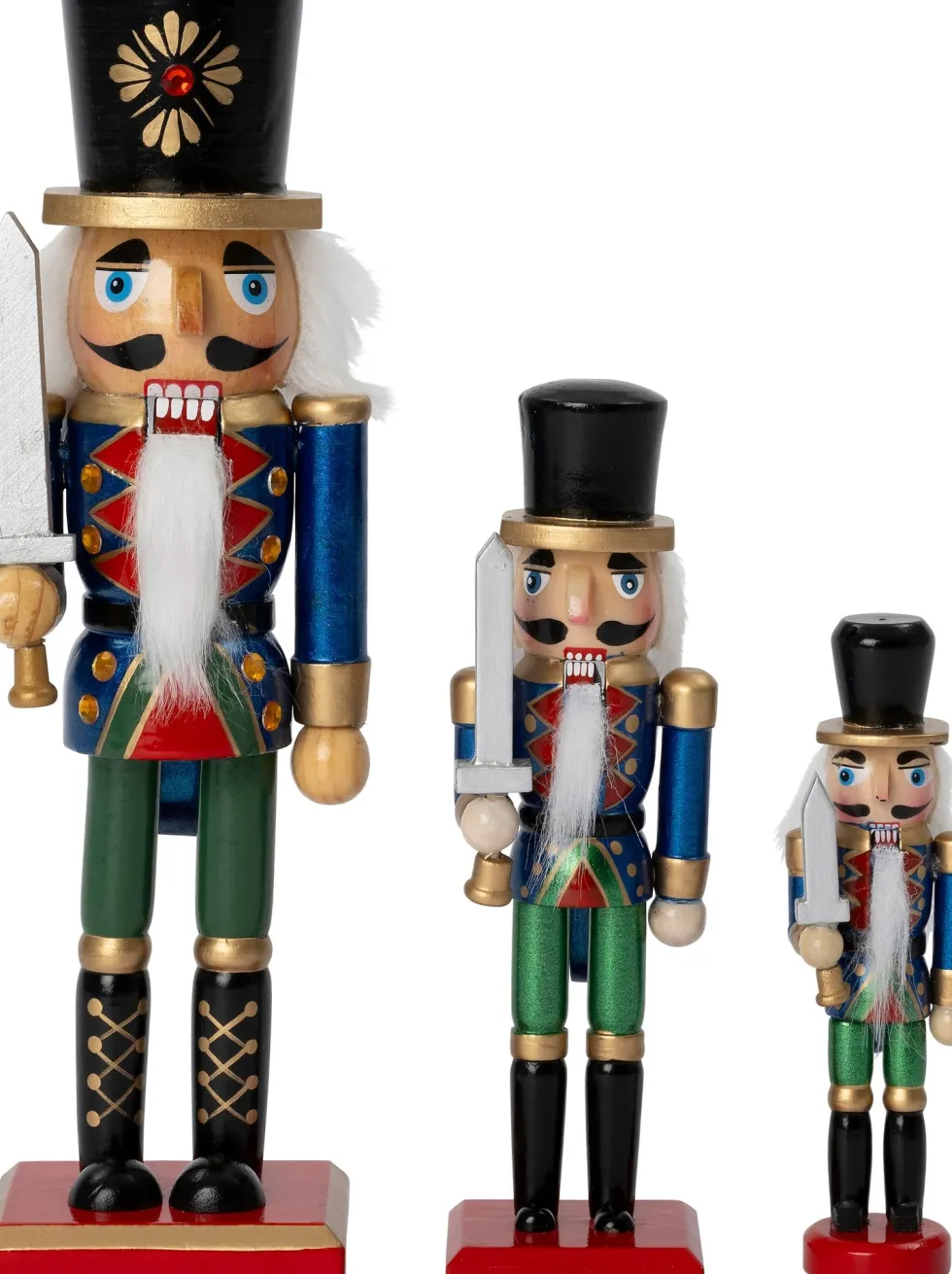 Intratuin kerstfiguur Jeppe notenkraker blauw / groen / zwart 7 x 6,1 x 25 cm