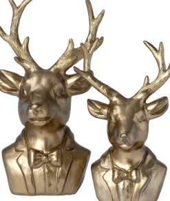 Intratuin kerstfiguur Joren borstbeeld rendier goud 18 x 14,5 x 34,5 cm