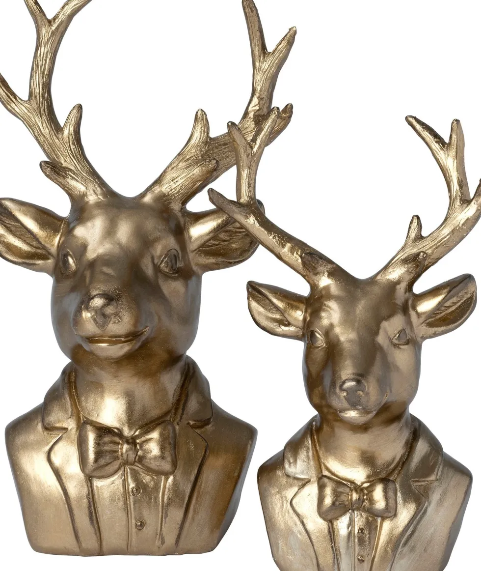 Intratuin kerstfiguur Joren borstbeeld rendier goud 18 x 14,5 x 34,5 cm