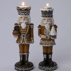 Intratuin kerstfiguur Josa notenkraker bruin / wit 8,3 x 8,3 x 25 cm