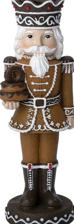 Intratuin kerstfiguur Josa notenkraker bruin / wit 8,4 x 8 x 25 cm