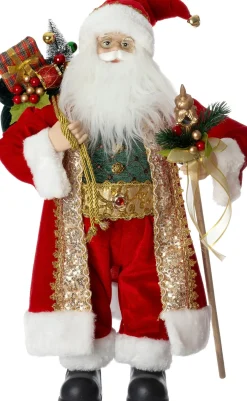 Intratuin kerstfiguur Joulu kerstman goud / rood 23 x 18 x 45 cm