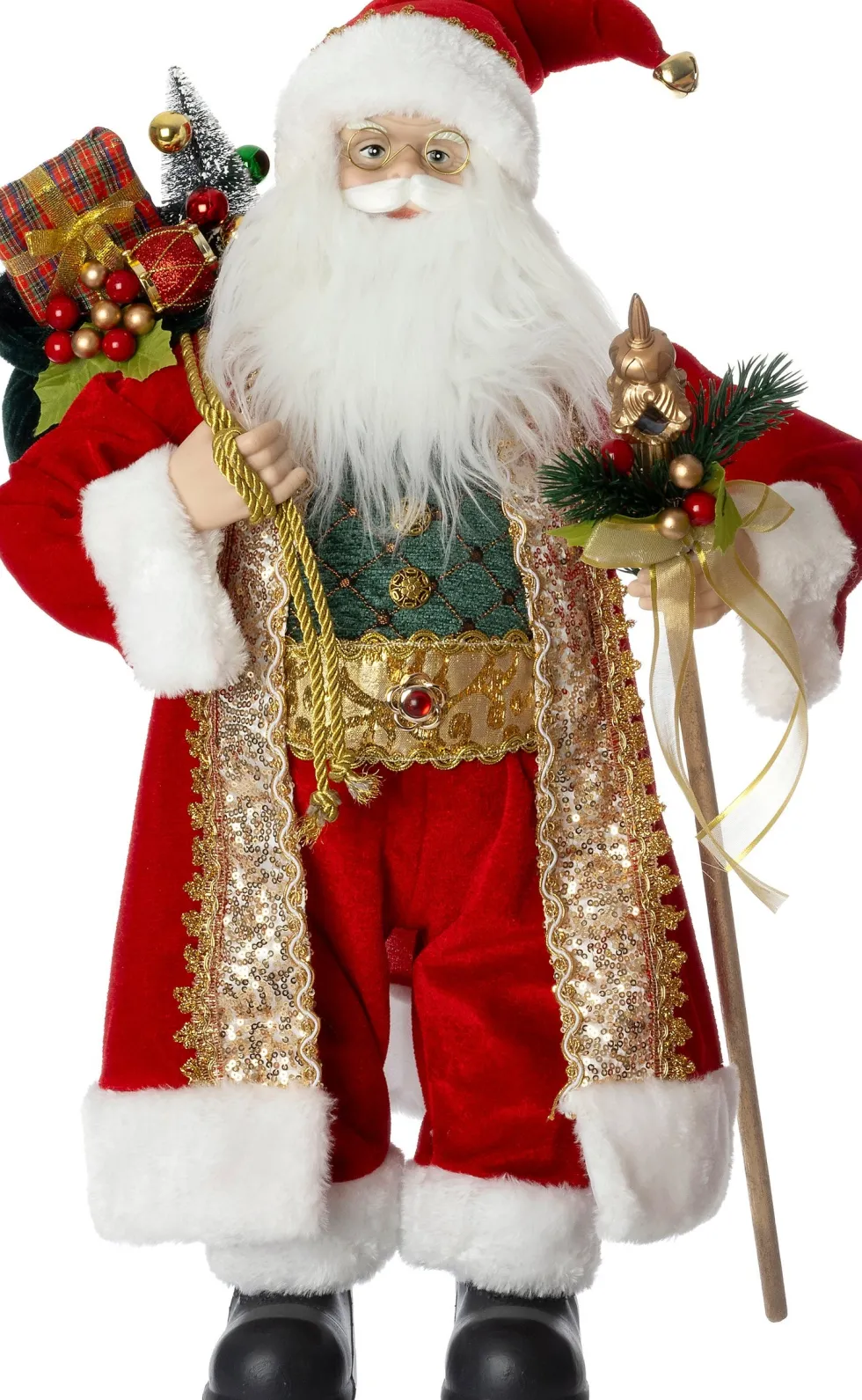 Intratuin kerstfiguur Joulu kerstman goud / rood 23 x 18 x 45 cm