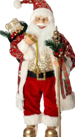 Intratuin kerstfiguur Julenisse kerstman rood / goud 28 x 20 x 60 cm