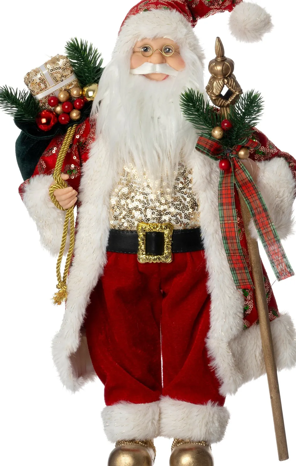 Intratuin kerstfiguur Julenisse kerstman rood / goud 23 x 18 x 45 cm