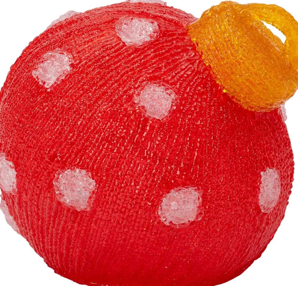 Intratuin kerstfiguur kerstbal stippen rood / wit / oranje met verlichting 20 x 19 x 19 cm