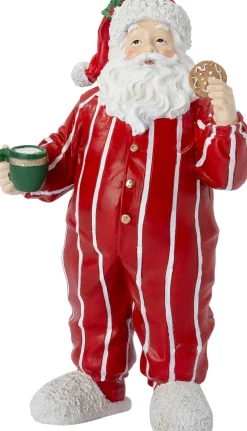 Intratuin kerstfiguur kerstman in pyama rood / wit 17,5 x 10,5 x 30,5 cm