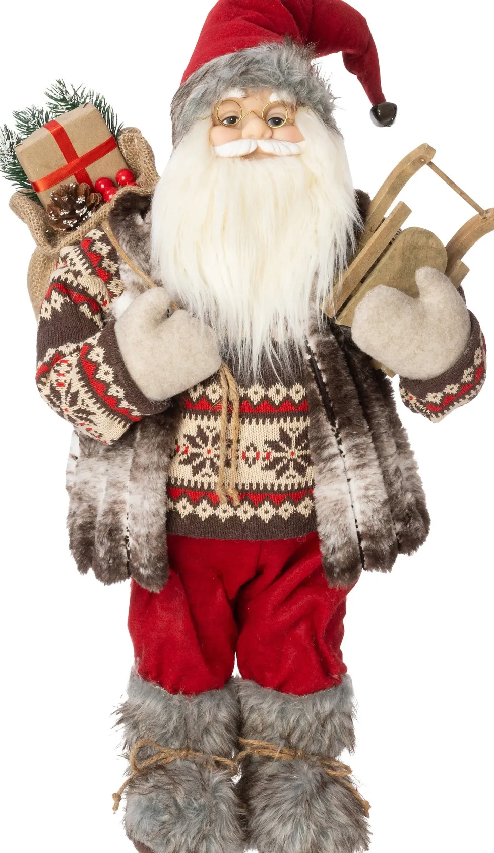 Intratuin kerstfiguur kerstman met slee 23 x 17 x 60 cm