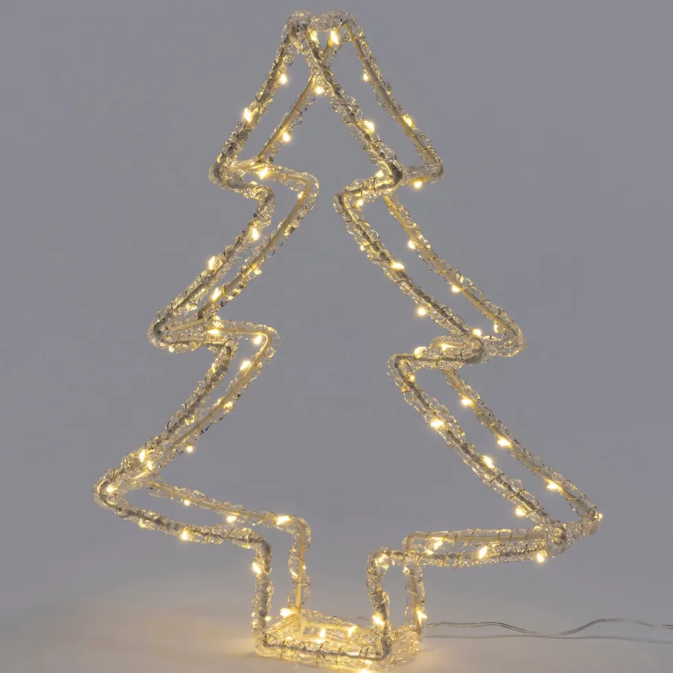 Intratuin kerstfiguur kerstboom transparant met verlichting 29 x 5,8 x 35 cm