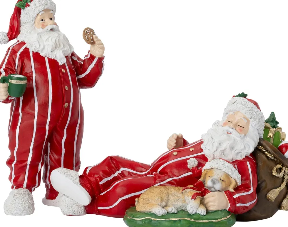 Intratuin kerstfiguur kerstman slapend rood / wit 33,5 x 20,5 x 17 cm