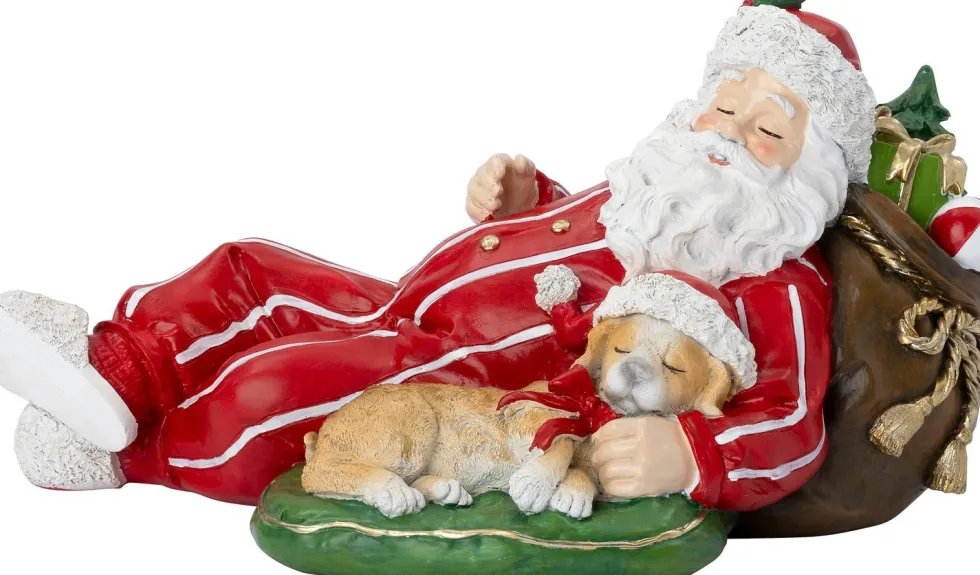 Intratuin kerstfiguur kerstman slapend rood / wit 33,5 x 20,5 x 17 cm