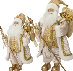 Intratuin kerstfiguur kerstman goud / crème 28 x 20 x 60 cm