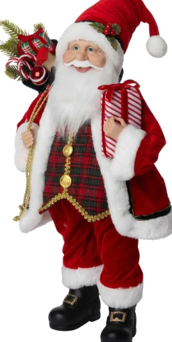 Intratuin kerstfiguur kerstman met cadeau rood 23 x 12,5 x 46 cm