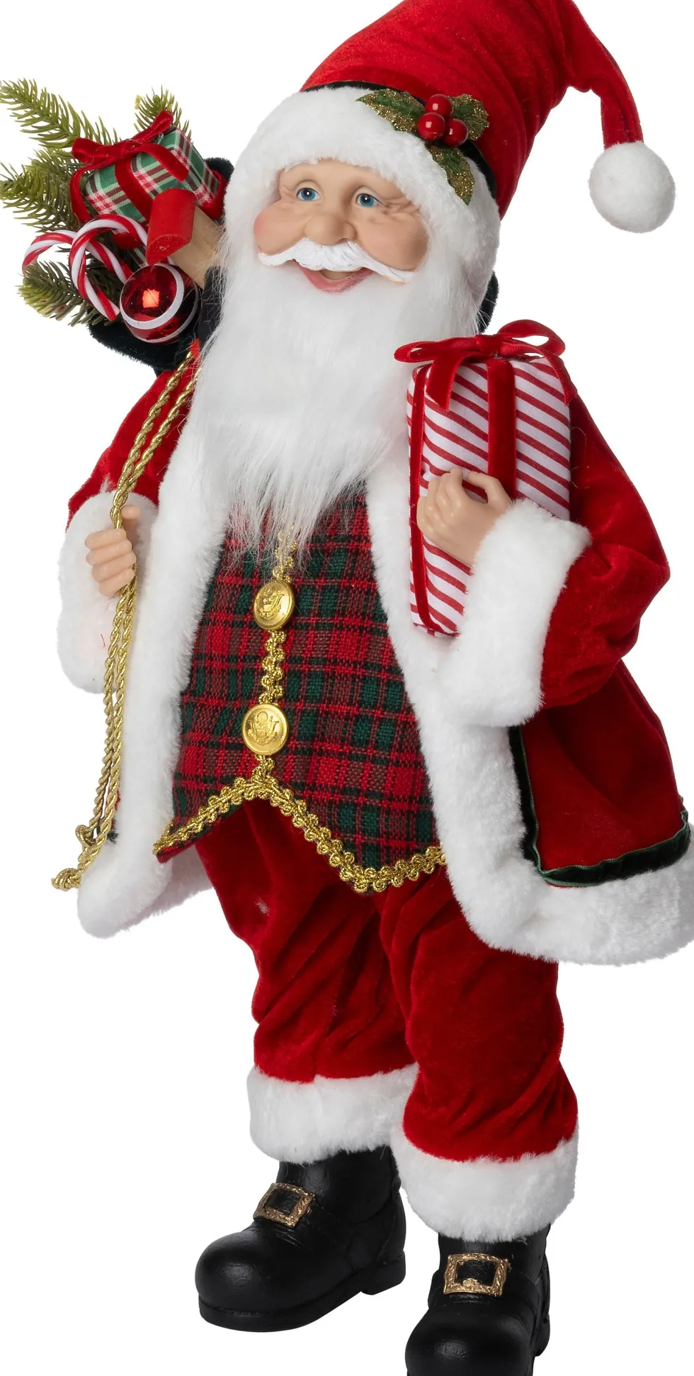 Intratuin kerstfiguur kerstman met cadeau rood 23 x 12,5 x 46 cm