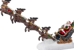 Intratuin kerstfiguur kerstman met rendieren met verlichting 31,5 x 6,5 x 16 cm