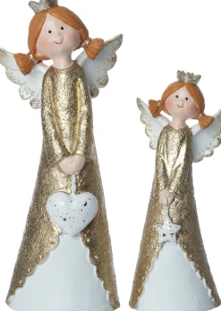 Intratuin kerstfiguur kerstengel goud / wit 7 x 4,5 x 15,5 cm