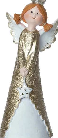 Intratuin kerstfiguur kerstengel goud / wit 7 x 4,5 x 15,5 cm