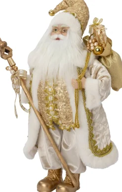 Intratuin kerstfiguur kerstman goud / crème 23 x 18 x 45 cm