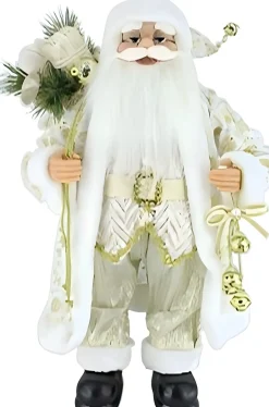 Intratuin kerstfiguur kerstman met bellen wit 28,5 x 19,5 x 59,5 cm