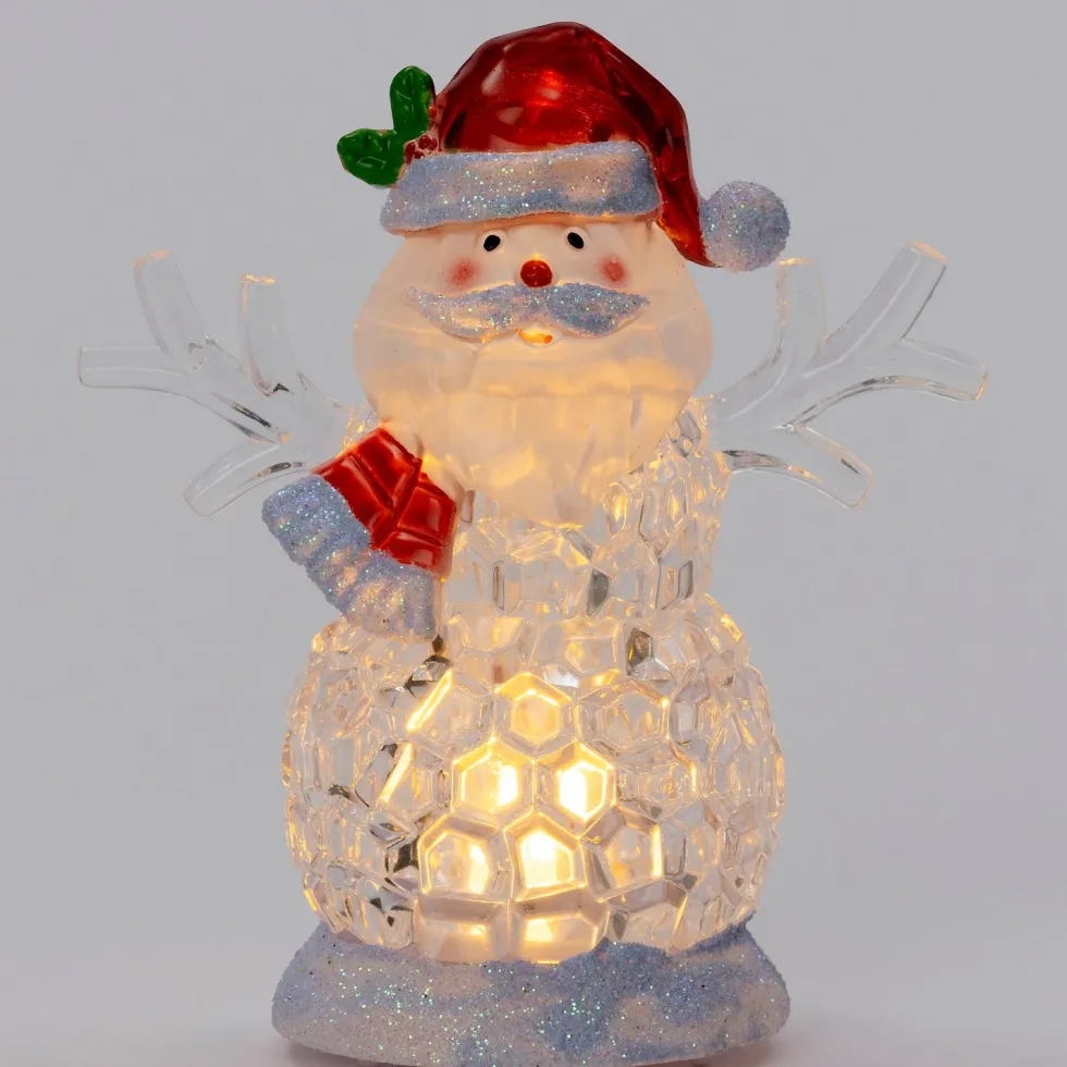 Intratuin kerstfiguur kerstman transparant met verlichting 9 x 5,2 x 11,5 cm