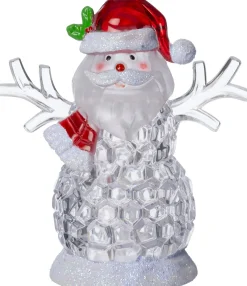 Intratuin kerstfiguur kerstman transparant met verlichting 9 x 5,2 x 11,5 cm