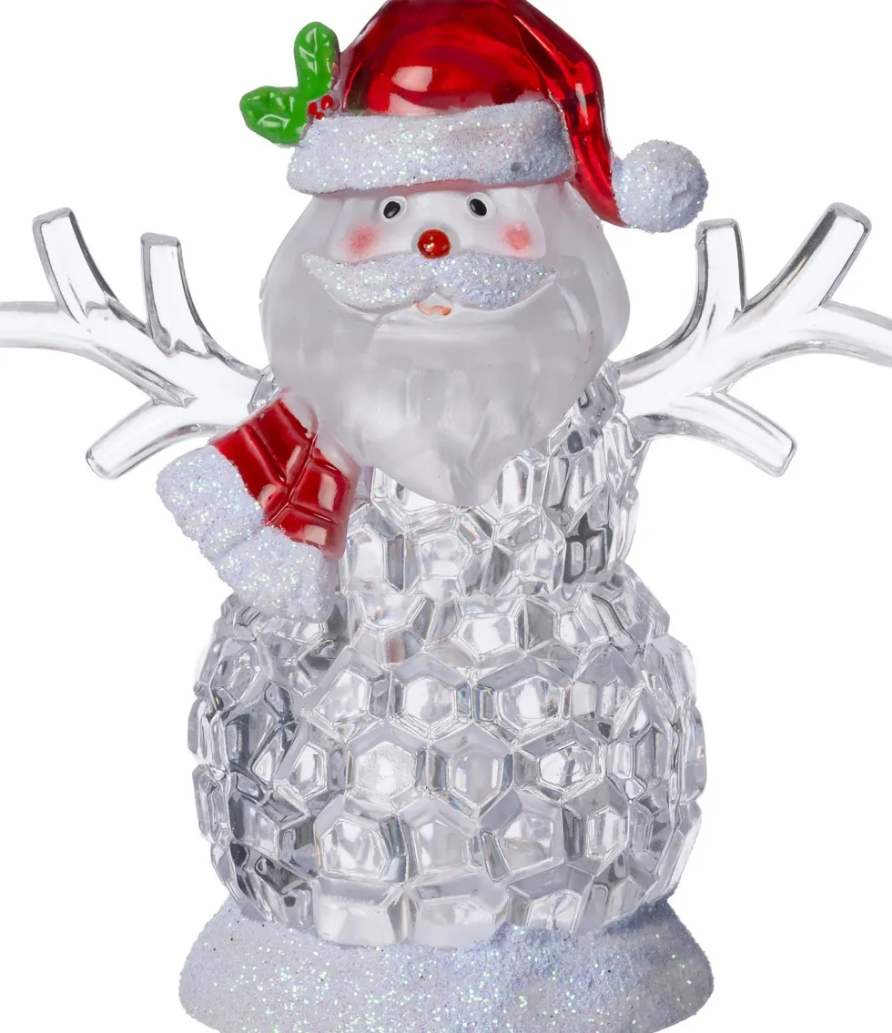 Intratuin kerstfiguur kerstman transparant met verlichting 9 x 5,2 x 11,5 cm