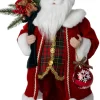 Intratuin kerstfiguur kerstman met kerstbal rood 20,5 x 13,5 x 45,5 cm