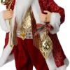 Intratuin kerstfiguur kerstman met pegel kerstbal rood 28,5 x 19,5 x 59,5 cm