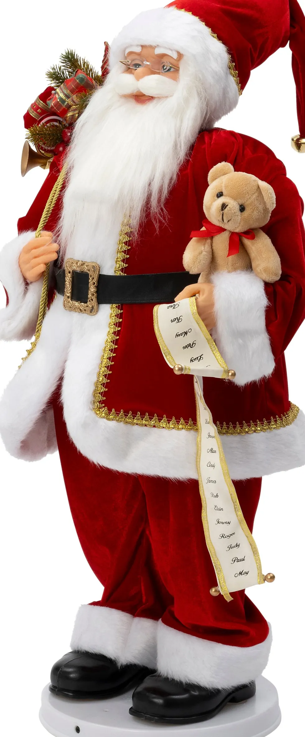Intratuin kerstfiguur kerstman met knuffel rood 40,5 x 31 x 48,5 cm