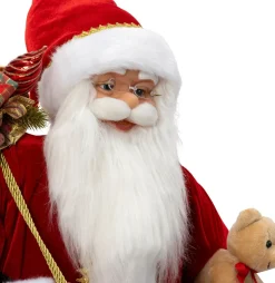 Intratuin kerstfiguur kerstman met knuffel rood 40,5 x 31 x 48,5 cm