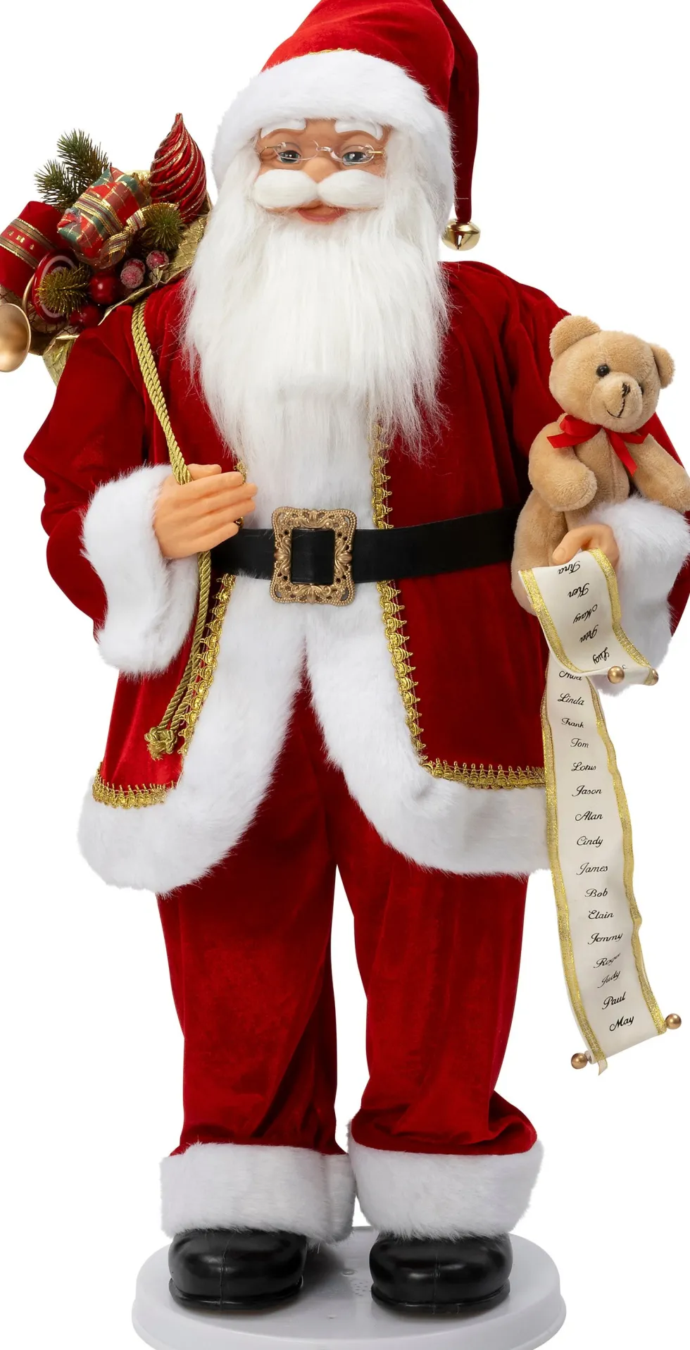 Intratuin kerstfiguur kerstman met knuffel rood 40,5 x 31 x 48,5 cm
