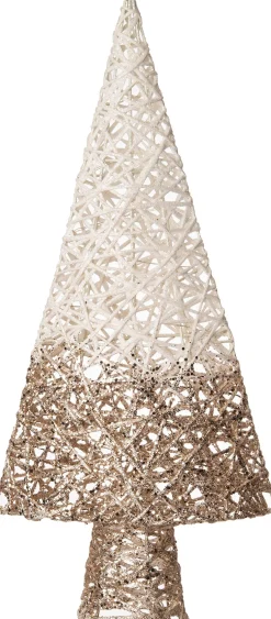 Intratuin kerstfiguur kerstboom wit met 15 LED lampjes warm wit 28 x 10 x 60 cm