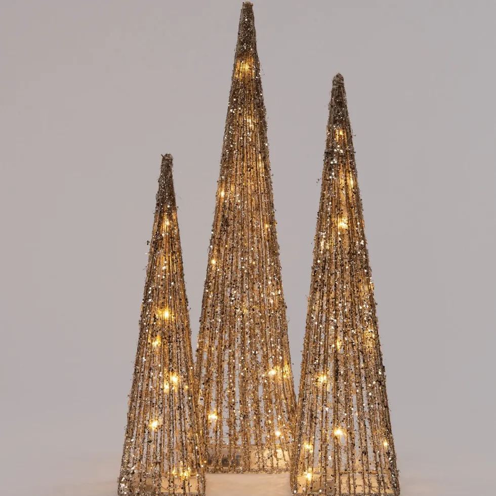 Intratuin kerstfiguur kerstboom met 10 LED lampjes warm wit D 10 H 40 cm