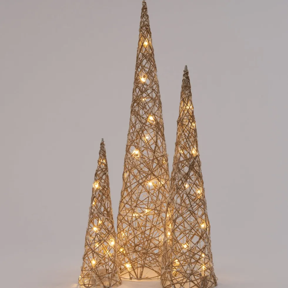 Intratuin kerstfiguur kerstboom met 10 LED lampjes warm wit D 12 H 40 cm